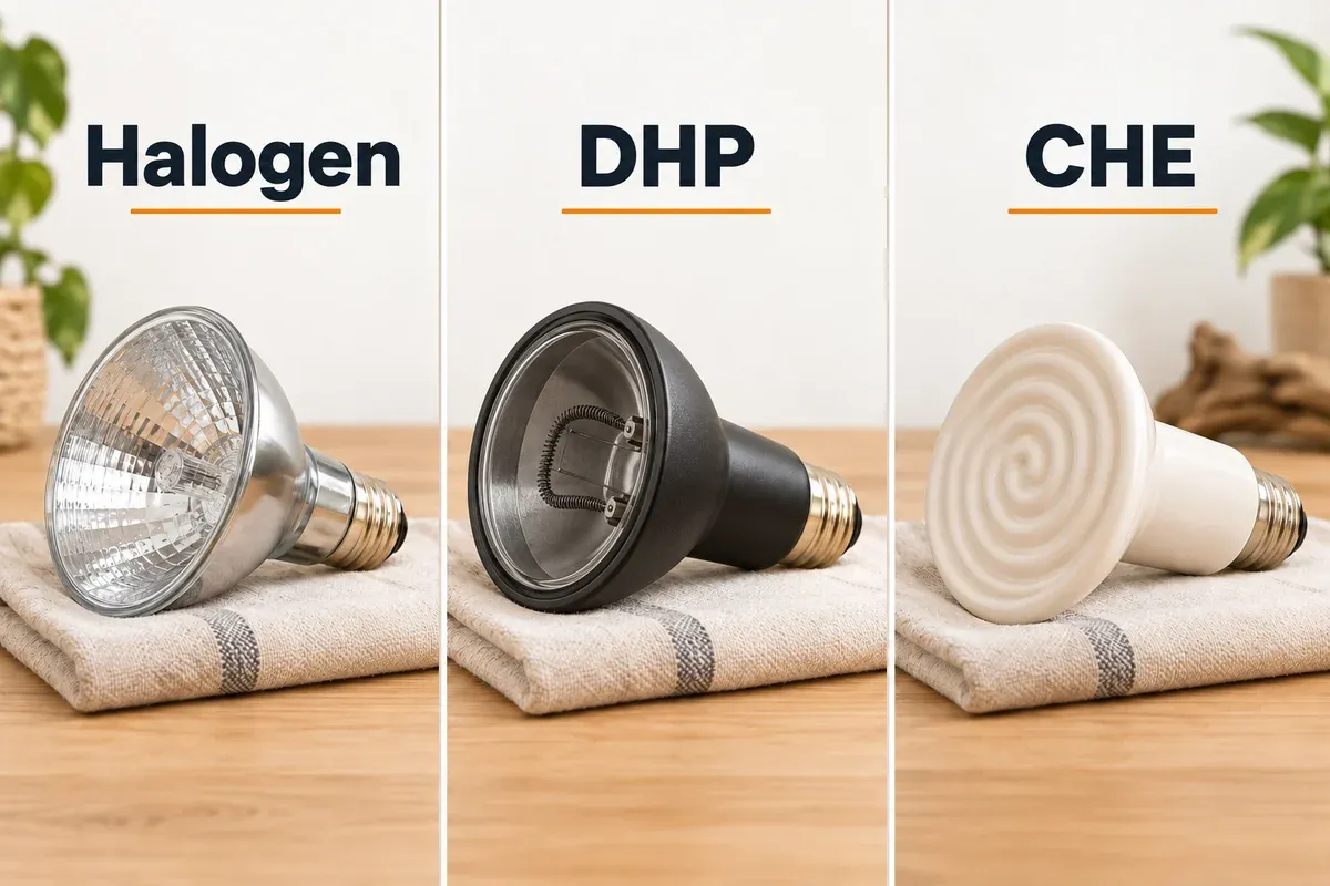 Generic halogen, deep heat projector and ceramic heat emitter forms shown side by side.